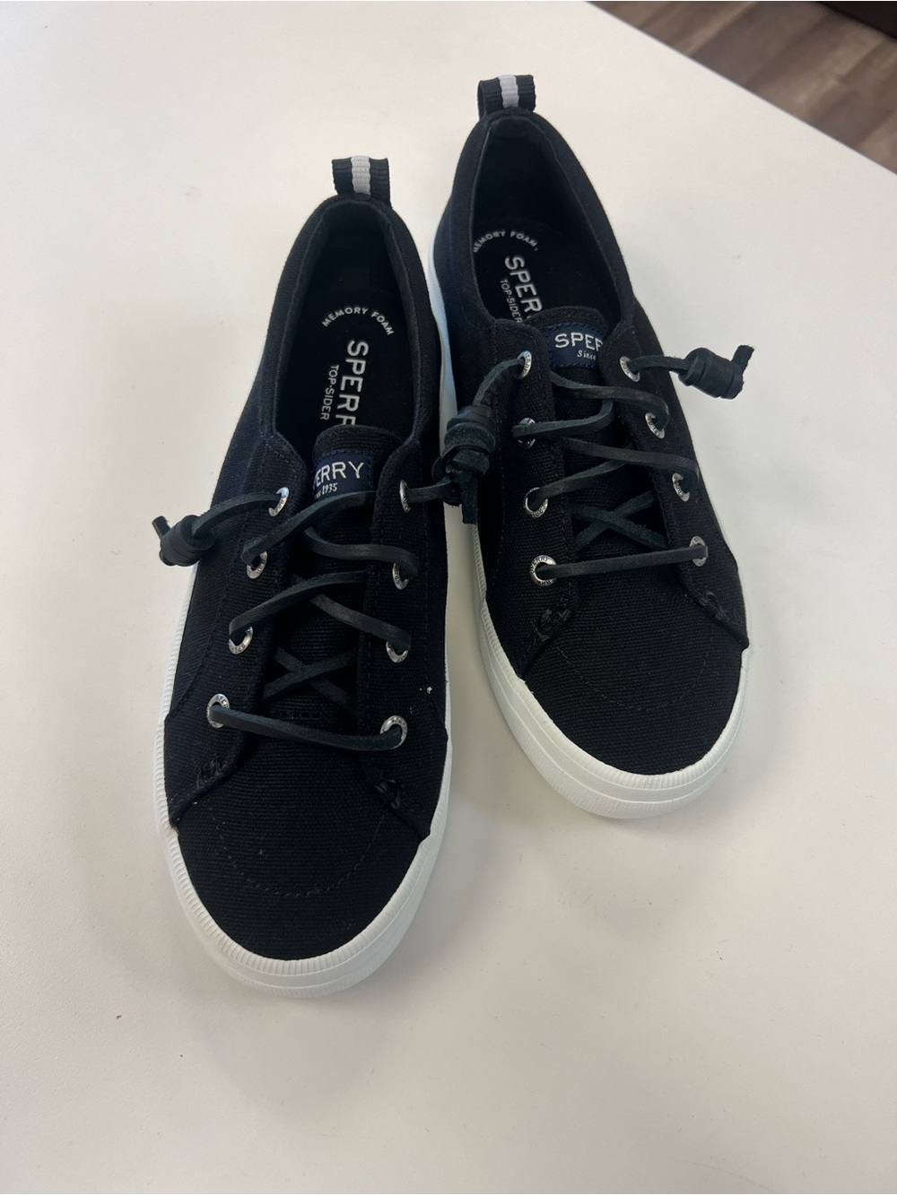 Sperry Black Canvas Low-Top Sneakers with White Soles